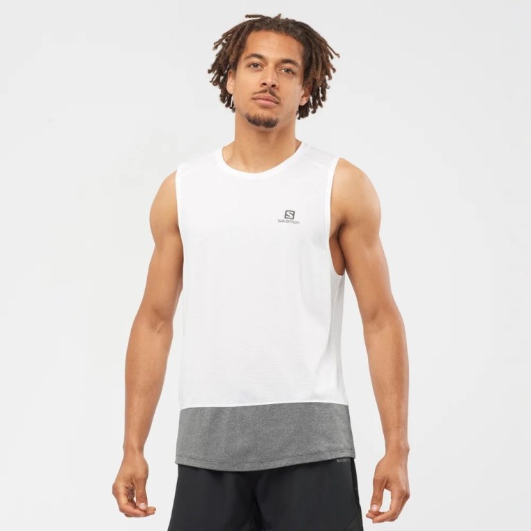 Tank Top Salomon Cross Run Hombre Blancos Grises | MX QIVS478